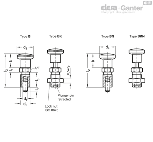 GN 818-BKN Stainless Steel-Indexing plungers without rest position
